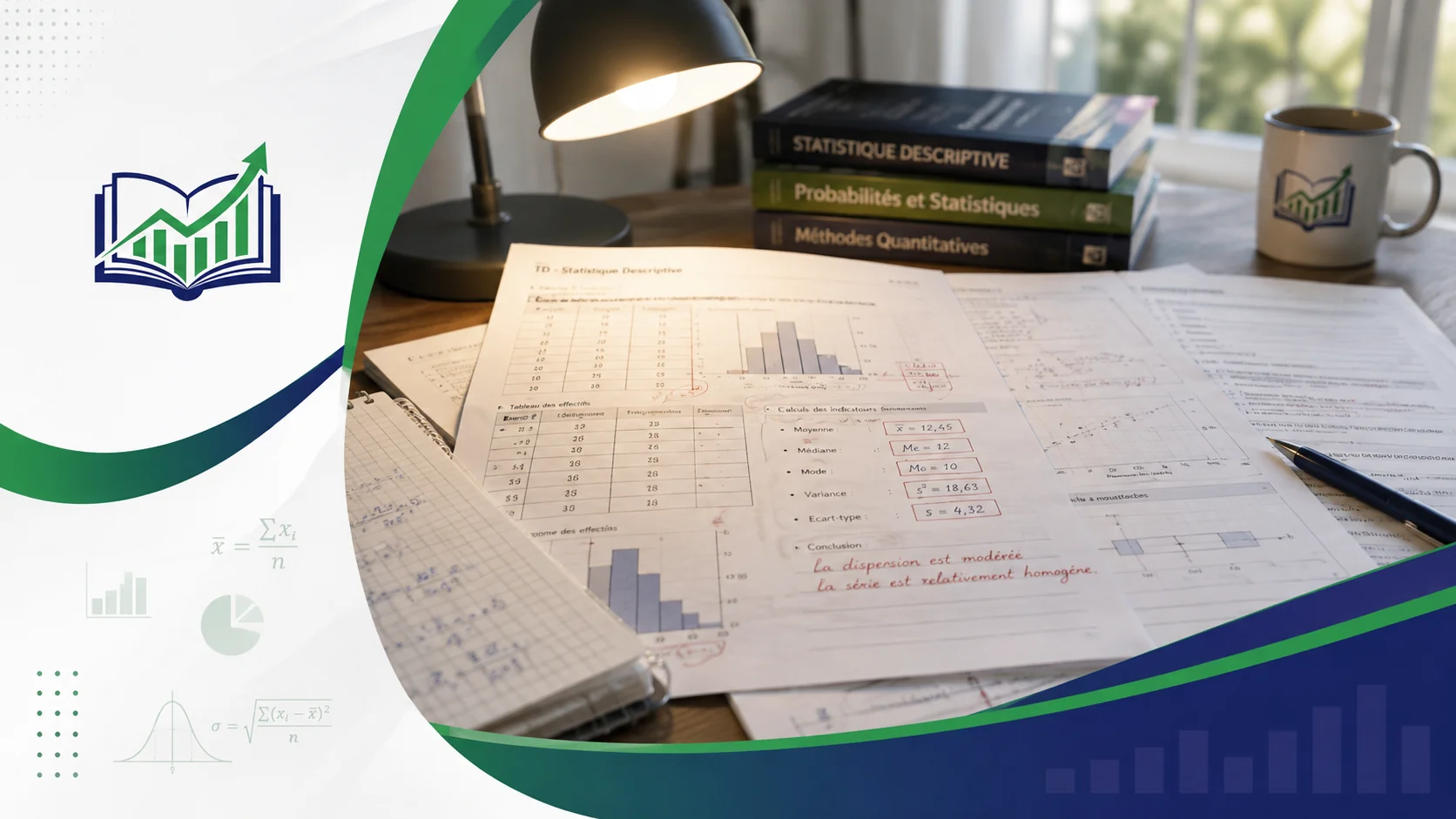 TD statistique descriptive corrigé : exercices avec calculs de moyenne, médiane et écart-type, format PDF.