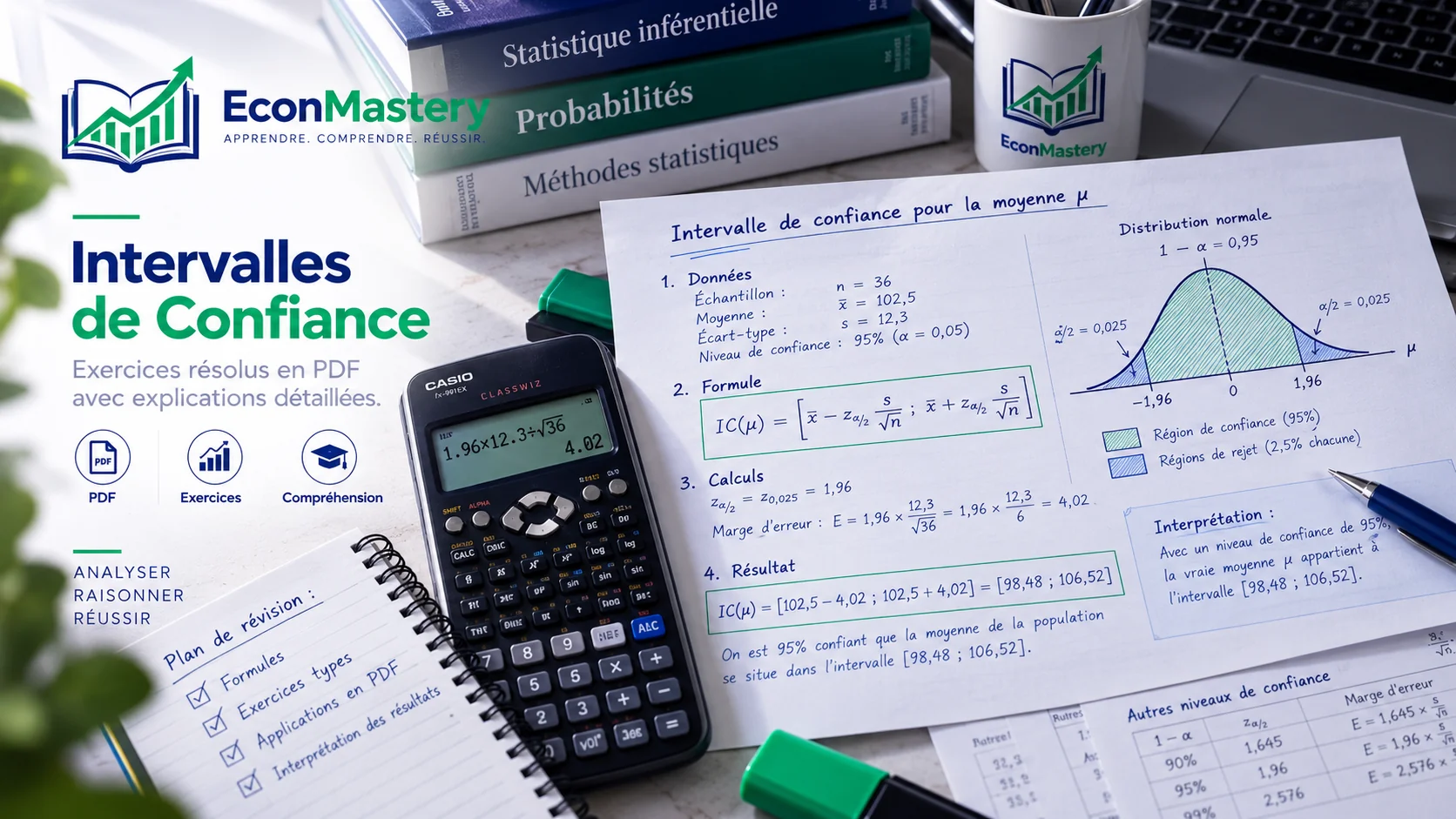 Exercices corrigés d'échantillonnage et estimation en PDF, téléchargement gratuit.